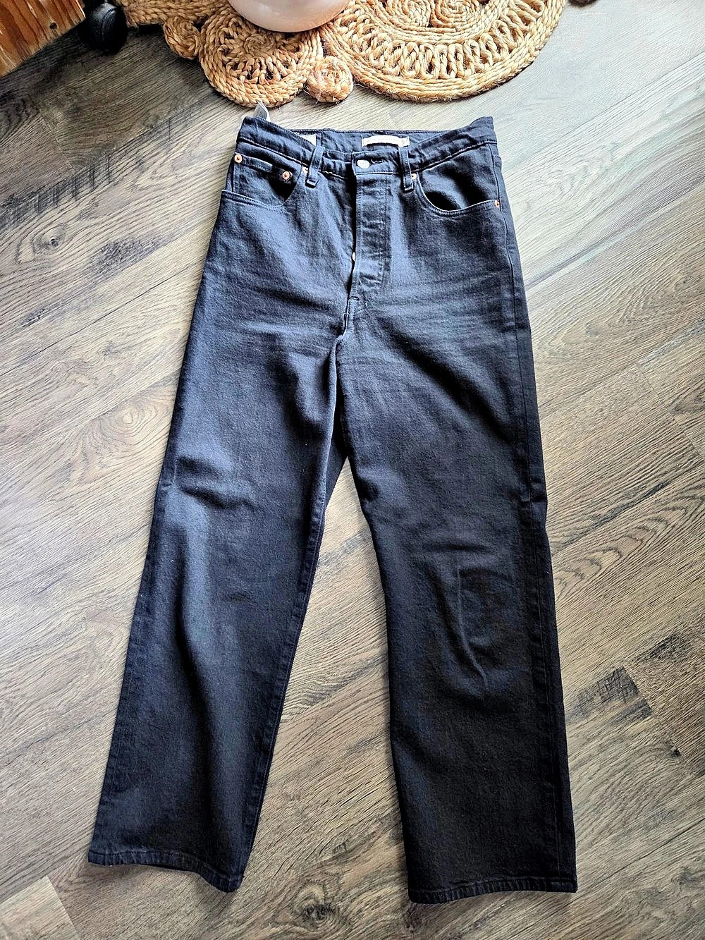 Levi's Ribcage Straight Ankle Jeans Straight Leg Jeans Black Waist 27